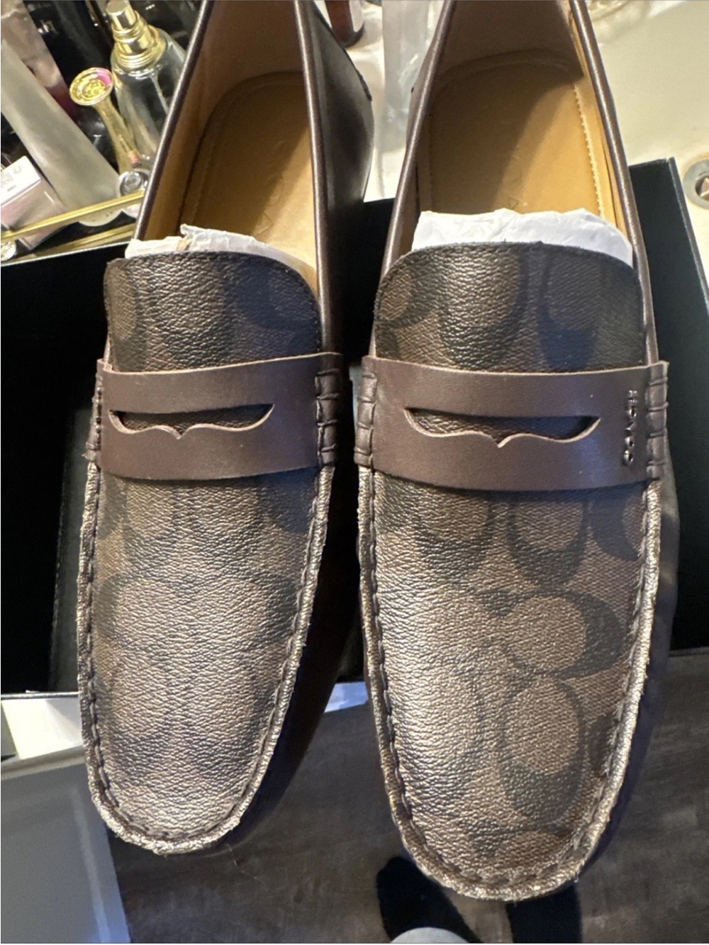 Coach Men's Signature Logo Brown Penny Loafers